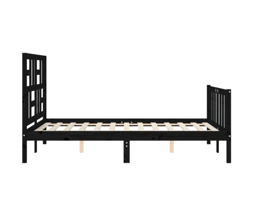 Estructura de cama con cabecero madera maciza negro 120x200 cm