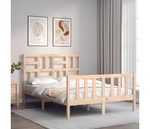 vidaXL Estructura de cama con cabecero madera maciza 140x200 cm