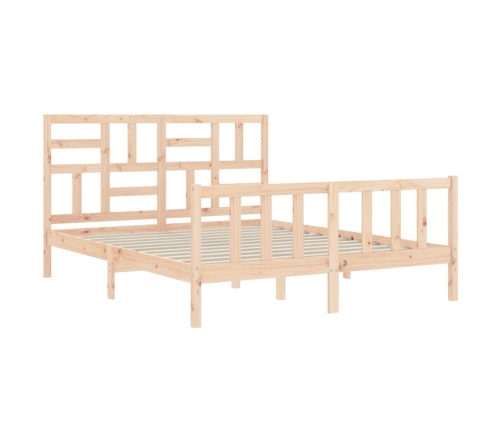 Estructura de cama de matrimonio con cabecero madera maciza