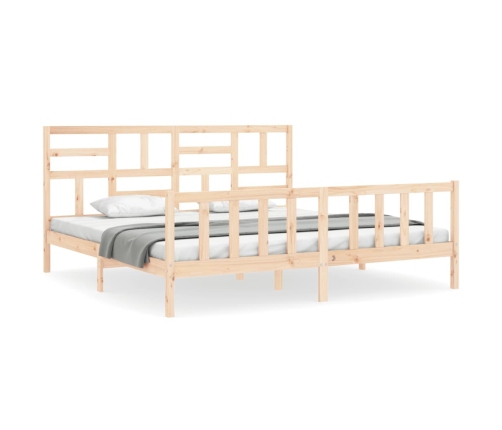 Estructura de cama de matrimonio con cabecero madera maciza