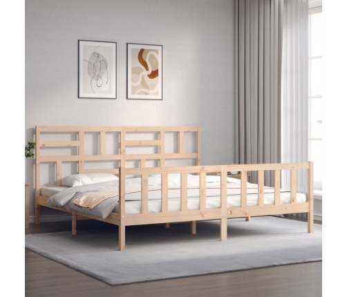 Estructura de cama de matrimonio con cabecero madera maciza