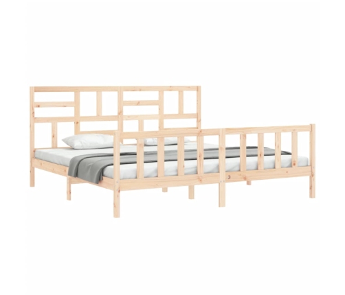 Estructura de cama de matrimonio con cabecero madera maciza