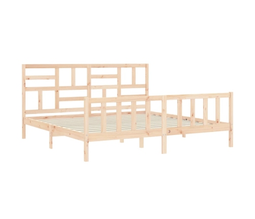 Estructura de cama de matrimonio con cabecero madera maciza