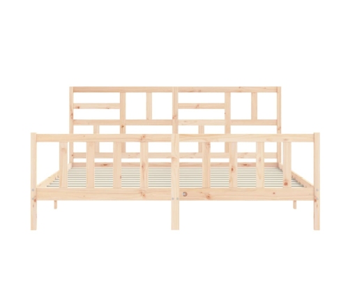 Estructura de cama de matrimonio con cabecero madera maciza