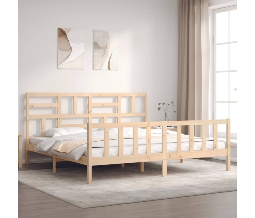 Estructura de cama de matrimonio con cabecero madera maciza