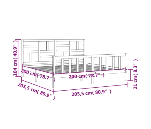 Estructura de cama sin colchón madera maciza blanca 200x200 cm