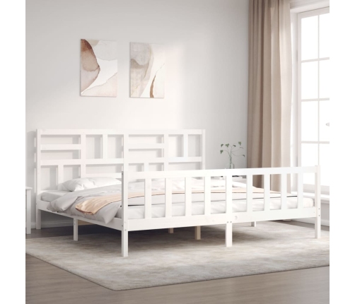 Estructura de cama sin colchón madera maciza blanca 200x200 cm