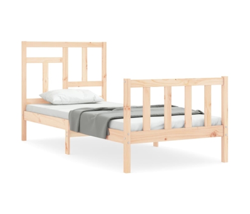 Estructura de cama individual con cabecero madera maciza