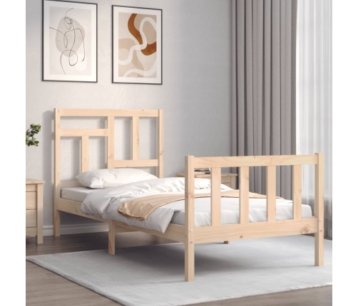 Estructura de cama individual con cabecero madera maciza