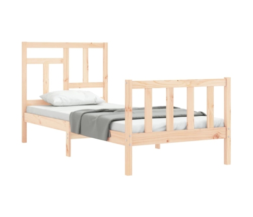 Estructura de cama individual con cabecero madera maciza