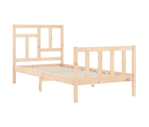 Estructura de cama individual con cabecero madera maciza