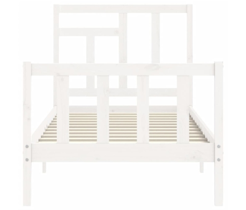 Estructura de cama con cabecero madera maciza blanco