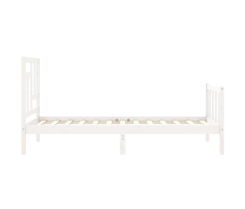 Estructura de cama con cabecero madera maciza blanco