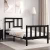 Estructura de cama con cabecero madera maciza negro