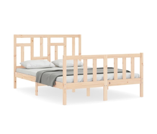 Estructura de cama de matrimonio con cabecero madera maciza