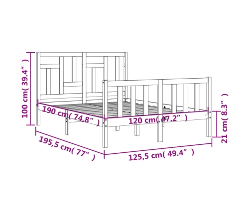 Estructura de cama de matrimonio con cabecero madera maciza