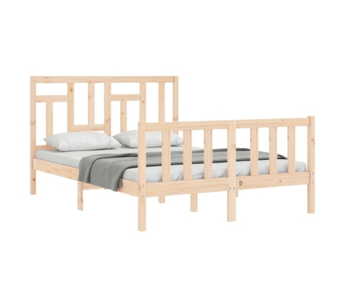 Estructura de cama de matrimonio con cabecero madera maciza