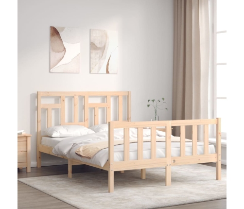 Estructura de cama de matrimonio con cabecero madera maciza