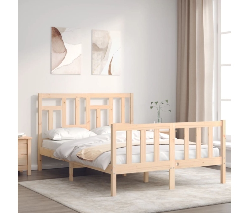Estructura de cama sin colchón madera maciza de pino 140x190 cm