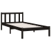 Estructura de cama con cabecero madera maciza negro 90x200 cm