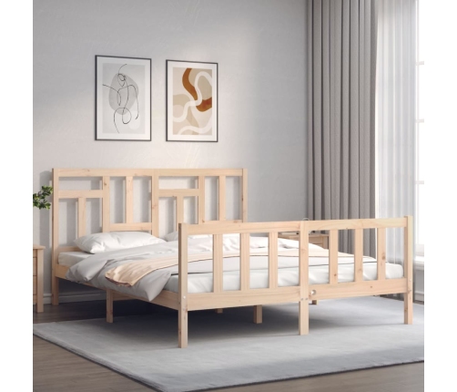 Estructura de cama sin colchón madera maciza de pino 160x200 cm