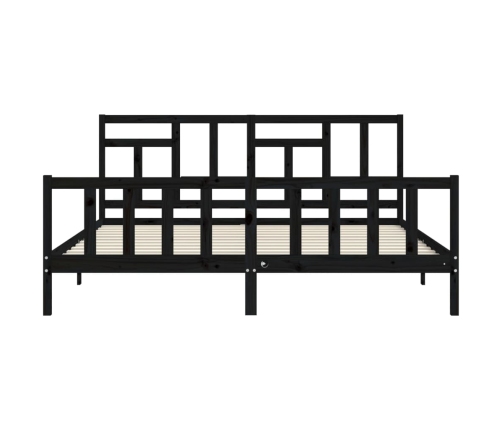 Estructura de cama con cabecero madera maciza negro 200x200 cm