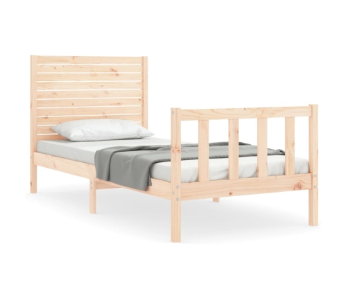 Estructura de cama individual con cabecero madera maciza