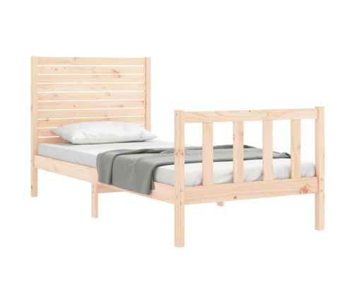 Estructura de cama individual con cabecero madera maciza