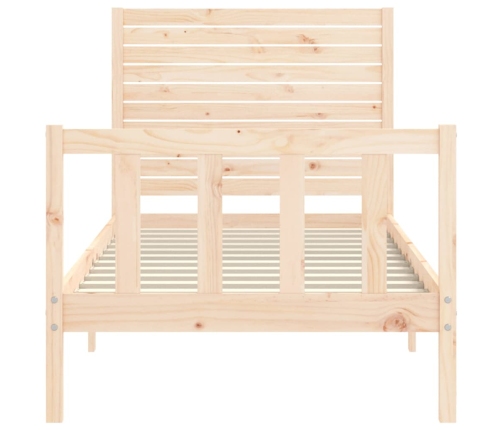 Estructura de cama individual con cabecero madera maciza