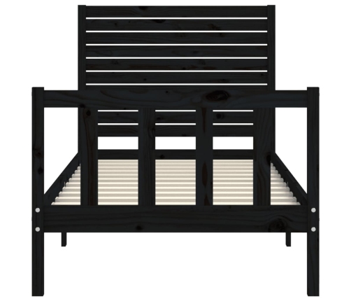 Estructura de cama con cabecero madera maciza negro