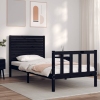 Estructura de cama con cabecero madera maciza negro