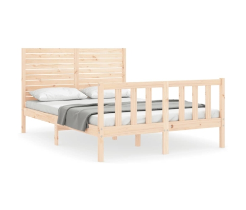 Estructura de cama de matrimonio con cabecero madera maciza