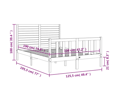 Estructura de cama de matrimonio con cabecero madera maciza