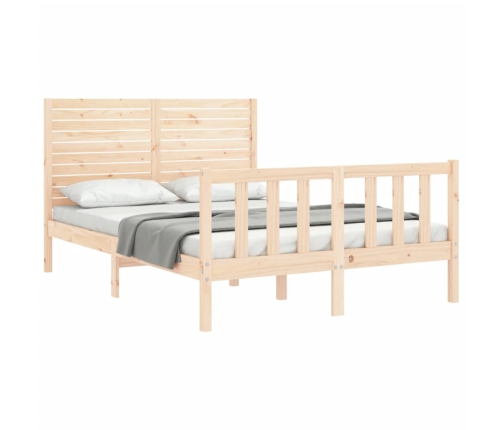 Estructura de cama de matrimonio con cabecero madera maciza