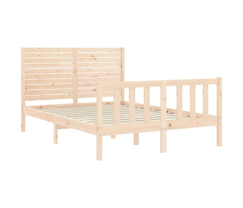 Estructura de cama de matrimonio con cabecero madera maciza