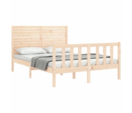 Estructura de cama sin colchón madera maciza de pino 140x190 cm