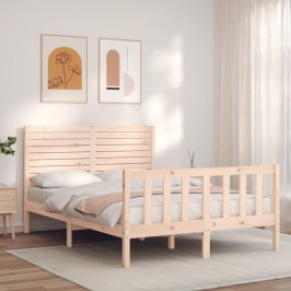 Estructura de cama sin colchón madera maciza de pino 140x190 cm