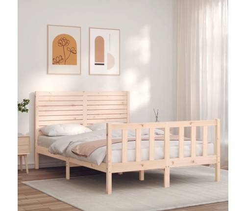 Estructura de cama sin colchón madera maciza de pino 140x190 cm