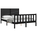 Estructura de cama con cabecero madera maciza negro 140x190 cm