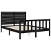 Estructura de cama con cabecero madera maciza negro 140x190 cm