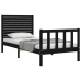 Estructura de cama con cabecero madera maciza negro 90x200 cm