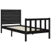 Estructura de cama con cabecero madera maciza negro 90x200 cm