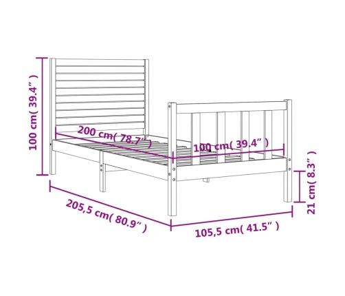 Estructura cama sin colchón madera maciza pino blanca 100x200cm