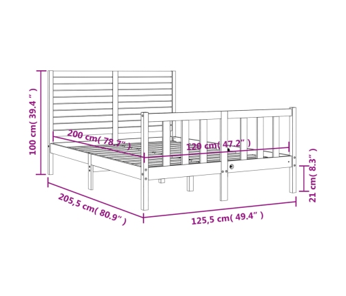 Estructura de cama sin colchón madera de pino maciza 120x200 cm