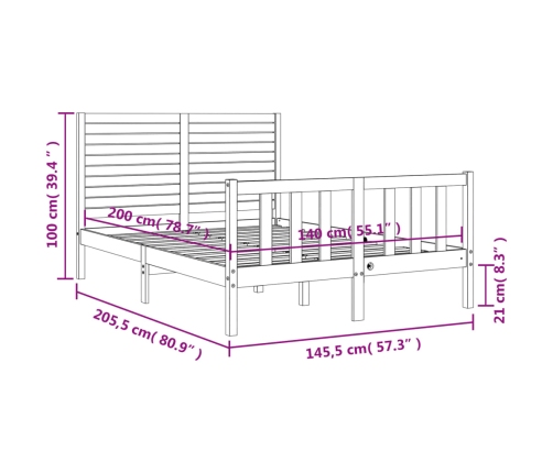 Estructura de cama sin colchón madera de pino blanca 140x200 cm