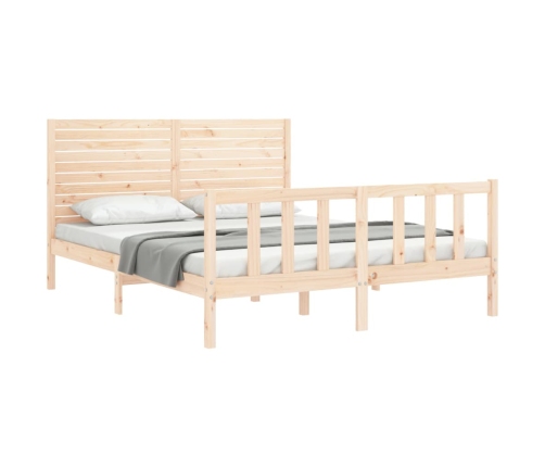 Estructura de cama de matrimonio con cabecero madera maciza