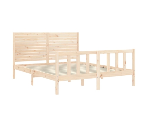 Estructura de cama de matrimonio con cabecero madera maciza