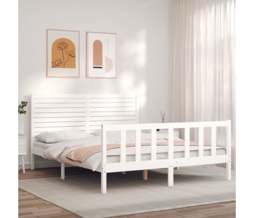 Estructura de cama sin colchón madera maciza de pino 160x200 cm