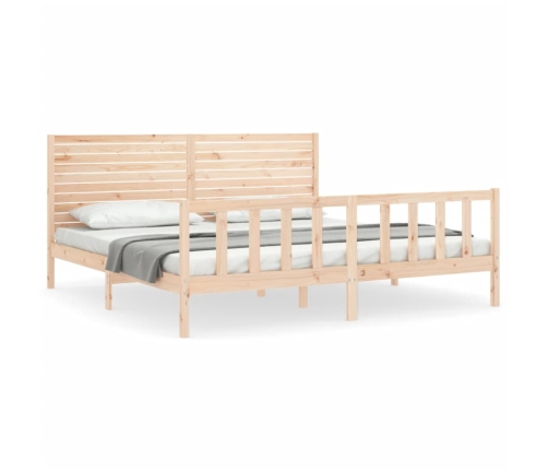 Estructura de cama de matrimonio con cabecero madera maciza