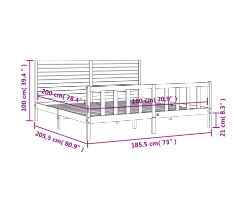 Estructura de cama de matrimonio con cabecero madera maciza